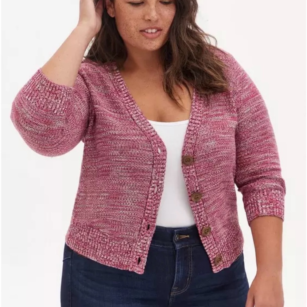 Torrid Crop Cardigan Sweater Button Front 3/4 Sleeves Size 2X Soft Cozy Casual